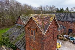 full building drone inspection of old barn in cheshire
